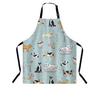 BGBDEIA Tablier de cuisine réglable pour homme et femme - Motif différents chiens - Pour la maison, la pâtisserie, le jardinage, le barbecue, le café, le restaurant, Différents chiens Doodle, 27 X 31