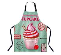 BGBDEIA Tablier de cuisine réglable vintage avec motif cupcake pour homme et femme, pour la cuisine, la pâtisserie, le jardinage, le barbecue, le café, le restaurant, Cupcake vintage, 27 X 31 Inch