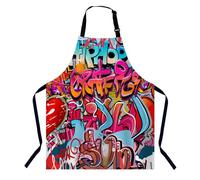 BGBDEIA Tablier mural graffiti urbain Hip Hop tablier col réglable pour homme femme, convient pour la cuisine, la serveuse, tablier de chef, Graffiti Wall Urban Hip Hop, 27 X 31 Inch