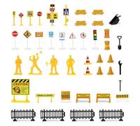 BGCCWJ Lot de 44 mini panneaux de signalisation miniatures, kit de chantier de lutin, panneaux de signalisation de ville, panneaux de signalisation multicolores, panneaux d'avertissement, mini pylônes