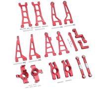 BGDIEAKIN Bras oscillant de Suspension en métal, Assemblage de Groupe de Direction, Tige de Liaison modifiée, pièce de Voiture à dérive RC for Mjx Hyper Go H16H 16208 16209 16210(Set 4 Red)