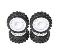 BGDIEAKIN Roues de Rallye sur Route en Caoutchouc collé, 70/72mm, avec hexagone de 12mm, for Voiture RC 1/10 for Ta-Miya TT02 TT-01 XV01 PTG-2 DF-03 WR8, 4 pièces(White A)