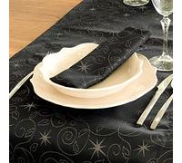 BGEUROPE Serviettes - Antitache - Noir et Argent - Réf. Christmas Stars - 45cm x 45cm (Pack 6)