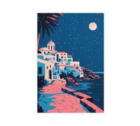 BGFER Poster sur toile de nuit méditerranéenne pour décoration de chambre à coucher, bureau, chambre, cadeau 60 x 90 cm