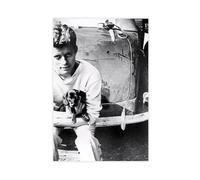 BGFER Poster sur toile JFK avec chiot - Décoration pour chambre à coucher, bureau, chambre - Cadeau - 60 x 90 cm