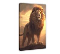 BGFER Poster sur toile représentant un lion agressif en colère - Décoration murale pour salon, chambre à coucher - 60 x 90 cm