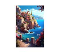 BGFER Poster vintage sur toile de la côte méditerranéenne pour décoration de chambre à coucher, bureau, chambre, cadeau 60 x 90 cm