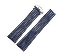 BGFFDSZ Bracelet de montre compatible avec la série TAG Heuer Carrera, compatible avec les bracelets de montre en cuir co-marqués Porsche, bracelet Monaco F1 for homme, 22 mm(Blue silver clasp)
