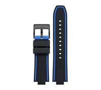 BGFFDSZ Bracelet de montre convexe en silicone compatible avec ORIS Diving AQUIS 7730 7740 Water Ghost Men 24 x 11 mm 24 x 12 mm Bracelet sport en caoutchouc(Blue line-black,24mm-12mm)
