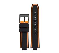 BGFFDSZ Bracelet de montre convexe en silicone compatible avec ORIS Diving AQUIS 7730 7740 Water Ghost Men 24 x 11 mm 24 x 12 mm Bracelet sport en caoutchouc(Orange line-black,24mm-12mm)