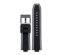 BGFFDSZ Bracelet de montre convexe en silicone compatible avec ORIS Diving AQUIS 7730 7740 Water Ghost Men 24 x 11 mm 24 x 12 mm Bracelet sport en caoutchouc(White line-black,24mm-11mm)