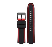BGFFDSZ Bracelet de montre convexe en silicone compatible avec ORIS Diving AQUIS 7730 7740 Water Ghost Men 24 x 11 mm 24 x 12 mm Bracelet sport en caoutchouc(Red line-black,24mm-12mm)