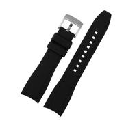 BGFFDSZ Bracelet de montre en caoutchouc compatible avec Seiko Omega, compatible avec les bracelets de montre Moonswatch, Rolex, Tudor, à extrémité incurvée, 20 mm et 22 mm(Black-silver clasp,20mm)