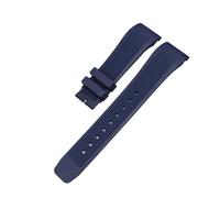 BGFFDSZ Bracelet de montre en caoutchouc incurvé compatible avec les montres IWC (IW390503 et IW390502) noir et bleu, 20 mm, avec boucle déployante(Blue no clasp)