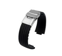 BGFFDSZ Bracelet de montre en caoutchouc silicone compatible avec Oris Aquis 7330 7740, bracelet rayé convexe, noir et bleu(Black-silver,24mm-12mm)