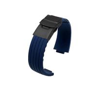 BGFFDSZ Bracelet de montre en caoutchouc silicone compatible avec Oris Aquis 7330 7740, bracelet rayé convexe, noir et bleu(Blue-black,24mm-11mm)