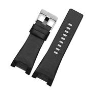 BGFFDSZ Bracelet de montre en cuir 32 x 17 mm, compatible avec Diesel DZ4246, DZ4287, DZ1273, DZ1216, grande chaîne de montre à encoche, marron et noir, avec outil(11 Black-Silver)