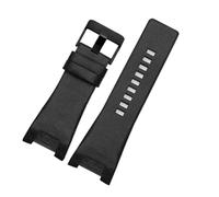BGFFDSZ Bracelet de montre en cuir 32 x 17 mm, compatible avec Diesel DZ4246, DZ4287, DZ1273, DZ1216, grande chaîne de montre à encoche, marron et noir, avec outil(11 Black-black)