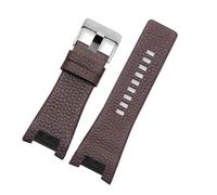 BGFFDSZ Bracelet de montre en cuir 32 x 17 mm, compatible avec Diesel DZ4246, DZ4287, DZ1273, DZ1216, grande chaîne de montre à encoche, marron et noir, avec outil(10 Brown Silver)