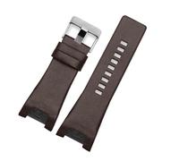 BGFFDSZ Bracelet de montre en cuir 32 x 17 mm, compatible avec Diesel DZ4246, DZ4287, DZ1273, DZ1216, grande chaîne de montre à encoche, marron et noir, avec outil(11 Brown Silver)