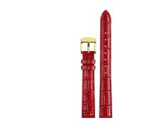 BGFFDSZ Bracelet de montre en cuir compatible avec les montres Casio LTP-V007L/1208/LTH-1060/4048, bracelet de style femme, rouge, 14 mm(Red gold clasp)