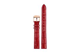 BGFFDSZ Bracelet de montre en cuir compatible avec les montres Casio LTP-V007L/1208/LTH-1060/4048, bracelet de style femme, rouge, 14 mm(Red rose gold)