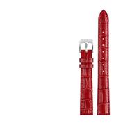 BGFFDSZ Bracelet de montre en cuir compatible avec les montres Casio LTP-V007L/1208/LTH-1060/4048, bracelet de style femme, rouge, 14 mm(Red silver clasp)