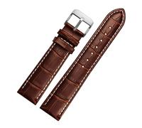BGFFDSZ Bracelet de montre en cuir véritable 22 mm 23 24 26 mm 28 mm avec fermoir à ardillon for homme, bracelet de montre en cuir grainé alligator(White rg,20mm)
