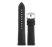BGFFDSZ Bracelet de montre en nylon et silicone (20 mm/22 mm), compatible avec les montres de sport Seiko Prospex Series et Omega Seamaster 300, en toile et caoutchouc(Black white-silver A,21mm)