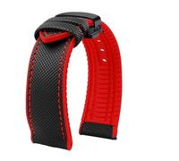 BGFFDSZ Bracelet de montre en nylon et silicone (20 mm/22 mm), compatible avec les montres de sport Seiko Prospex Series et Omega Seamaster 300, en toile et caoutchouc(Black red-black B,20mm)