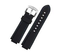 BGFFDSZ Bracelet de montre en silicone compatible avec Casio EDIFICE série 5634 EFS-S570YD/YDC/YDB, bracelet convexe modifié, bandes en caoutchouc noir(Black blue silver)