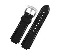 BGFFDSZ Bracelet de montre en silicone compatible avec Casio EDIFICE série 5634 EFS-S570YD/YDC/YDB, bracelet convexe modifié, bandes en caoutchouc noir(Black white silver)