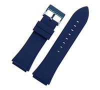 BGFFDSZ Bracelet de montre en silicone compatible avec les montres Guess W0247G3/W0248G5/W0040G6/W0040G7/W0040G9/W0407G2, bracelet sport en caoutchouc souple noir et bleu, 22 mm(Blue-blue buckle)