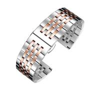 BGFFDSZ Bracelet de montre incurvé en acier inoxydable compatible avec les bracelets de montre Casio, Tissot et Seiko de 12, 13, 14, 15, 16, 17, 18, 19, 20, 21 et 22 mm.(Silver-rose gold,18mm)