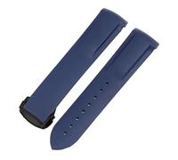 BGFFDSZ Bracelet en caoutchouc étanche compatible avec la montre Hamilton Khaki Navy Frogman H77605135, bracelet incurvé à boucle déployante silicone(Blue A,22mm)