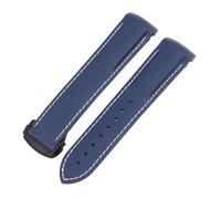 BGFFDSZ Bracelet en caoutchouc étanche compatible avec la montre Hamilton Khaki Navy Frogman H77605135, bracelet incurvé à boucle déployante silicone(Blue white line A,22mm)