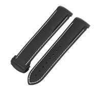 BGFFDSZ Bracelet en caoutchouc étanche compatible avec la montre Hamilton Khaki Navy Frogman H77605135, bracelet incurvé à boucle déployante silicone(Black white line A,22mm)