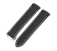 BGFFDSZ Bracelet en caoutchouc étanche compatible avec la montre Hamilton Khaki Navy Frogman H77605135, bracelet incurvé à boucle déployante silicone(Black white line B,22mm)