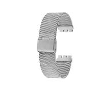 BGFFDSZ Bracelet milanais 12 mm, 17 et 19 compatible avec les bracelets métalliques Swatch, chaîne de montre concave convexe YVS401G YVS405G, bracelet en acier for hommes femmes(Silver,17mm)