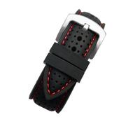 BGFFDSZ Bracelet sport en silicone respirant compatible avec les montres Huawei et Samsung (20 mm, 22 mm, 24 mm) et en caoutchouc compatible avec les montres Mido, Tissot et Omega.(Black red silver,22