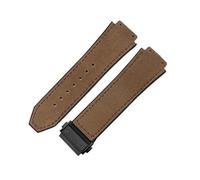 BGFFDSZ Compatible avec le bracelet de montre Hublot Yuki en cuir Big Bang, étanche, résistant à la transpiration, durable, en daim givré, interface convexe spéciale, accessoires(Coffee-Black-Z2)