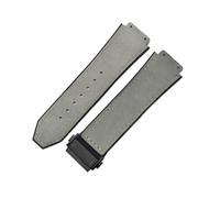 BGFFDSZ Compatible avec le bracelet de montre Hublot Yuki en cuir Big Bang, étanche, résistant à la transpiration, durable, en daim givré, interface convexe spéciale, accessoires(Gray-Black-Z2)