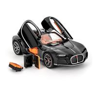 BGHSCA Bugatti Atlantic Super Car 1/32 Jouet en aluminium avec mécanisme de retrait et effets lumineux sonores et lumineux pour enfants et adultes Cadeau d'anniversaire Noir