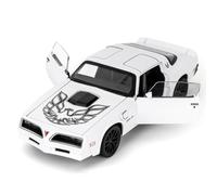 BGHSCA Pontiac Firebird Trans Am 1/32 Voiture moulée sous pression avec son et lumière Jouet pour enfants et adultes Cadeau d'anniversaire Blanc
