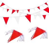 BGHYJKOL Fanions Guinguette 10M Orange White Pennant Flags String Fabric Triangle Bunting Flag,Party Decorations for Birthday(Red White)