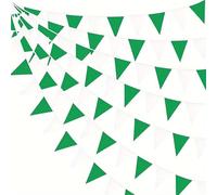 BGHYJKOL Fanions Guinguette 10M Orange White Pennant Flags String Fabric Triangle Bunting Flag,Party Decorations for Birthday(Green White)
