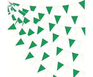 BGHYJKOL Fanions Guinguette 10M Orange White Pennant Flags String Fabric Triangle Bunting Flag,Party Decorations for Birthday(Green White)