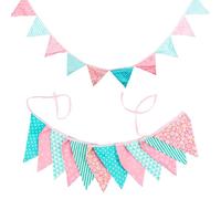 BGHYJKOL Fanions Guinguette 3.2M Multicolor Fabric Bunting 12 Pennant Flags Wedding Party Decor Home Carnival Garland(NO184)