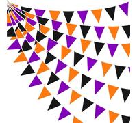 BGHYJKOL Fanions Guinguette Orange Black Plastic Triangle Pennant Flags - Vibrant Party Garland for Halloween Decor, Birthday(Purple Orange Black,1 PC)