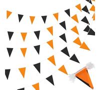 BGHYJKOL Fanions Guinguette Orange Black Plastic Triangle Pennant Flags - Vibrant Party Garland for Halloween Decor, Birthday(Orange Black,1 PC)